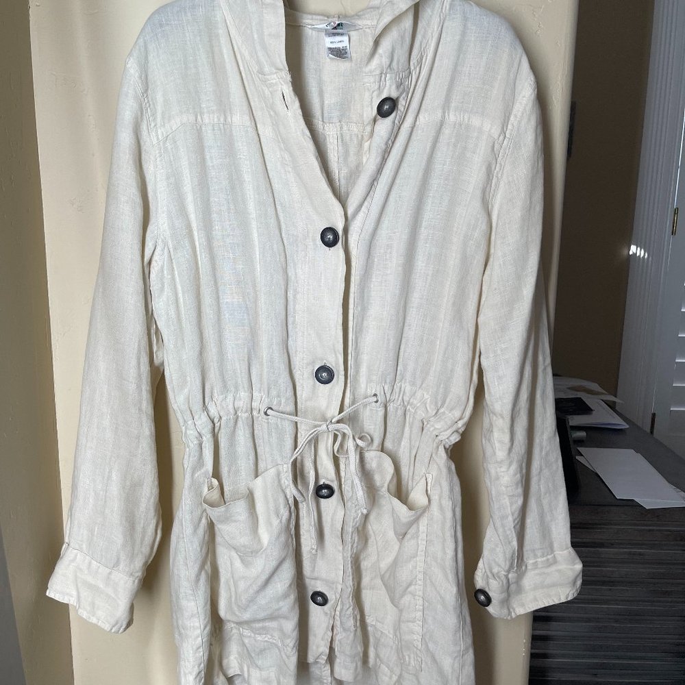 Hard Tail Beige Linen Anorak with Hood